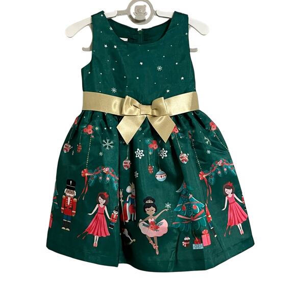 Bonnie Baby Nutcracker Print Christmas Holiday Party Dress Sweater 2 Pieces - Picture 2 of 8